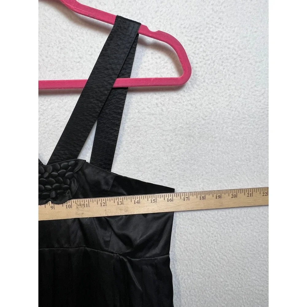 Club Monaco Black‎ Silk Blend Satin Mini Dress Pockets Size 10 Cocktail Y2K